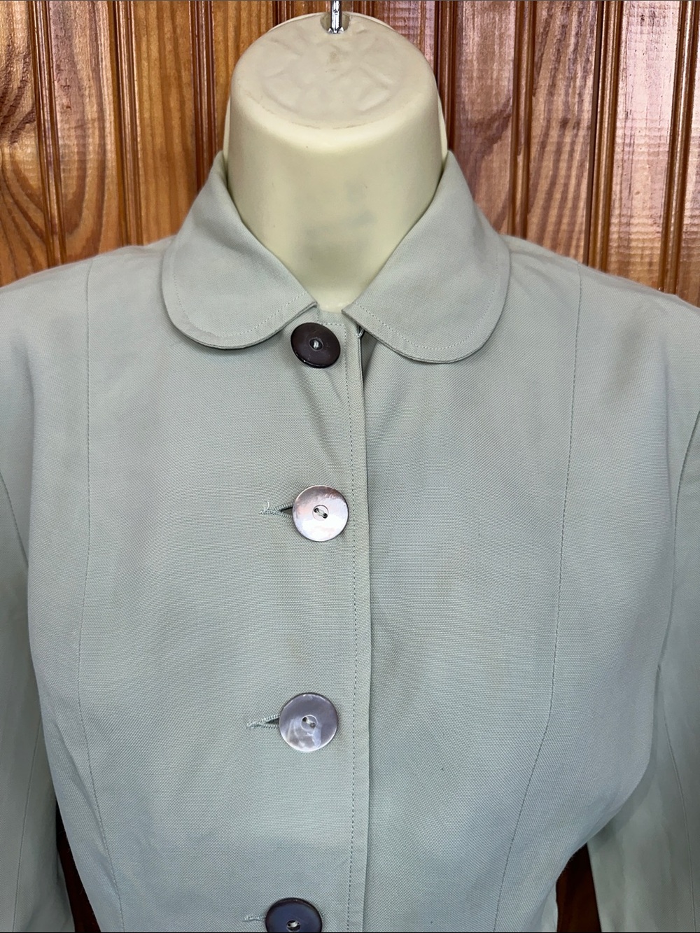 Vtg 50s/60s Bobbie Brooks Weather Match Light Sage Green Button-Front Blazer - Picture 2 of 12